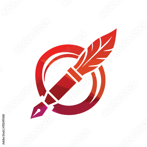 Simple Pen Leaf Logo Design Vector illustration
