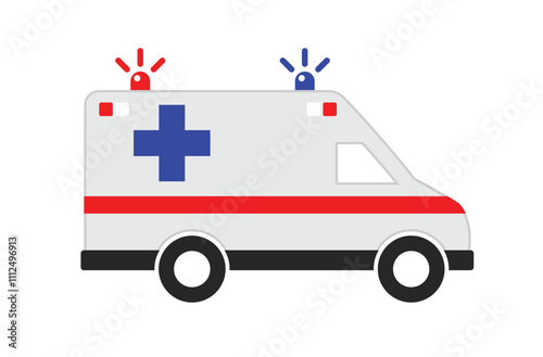 simple ambulance first aid medical car truck van icon silhouette side view icon symbol vector isolated on transparent background