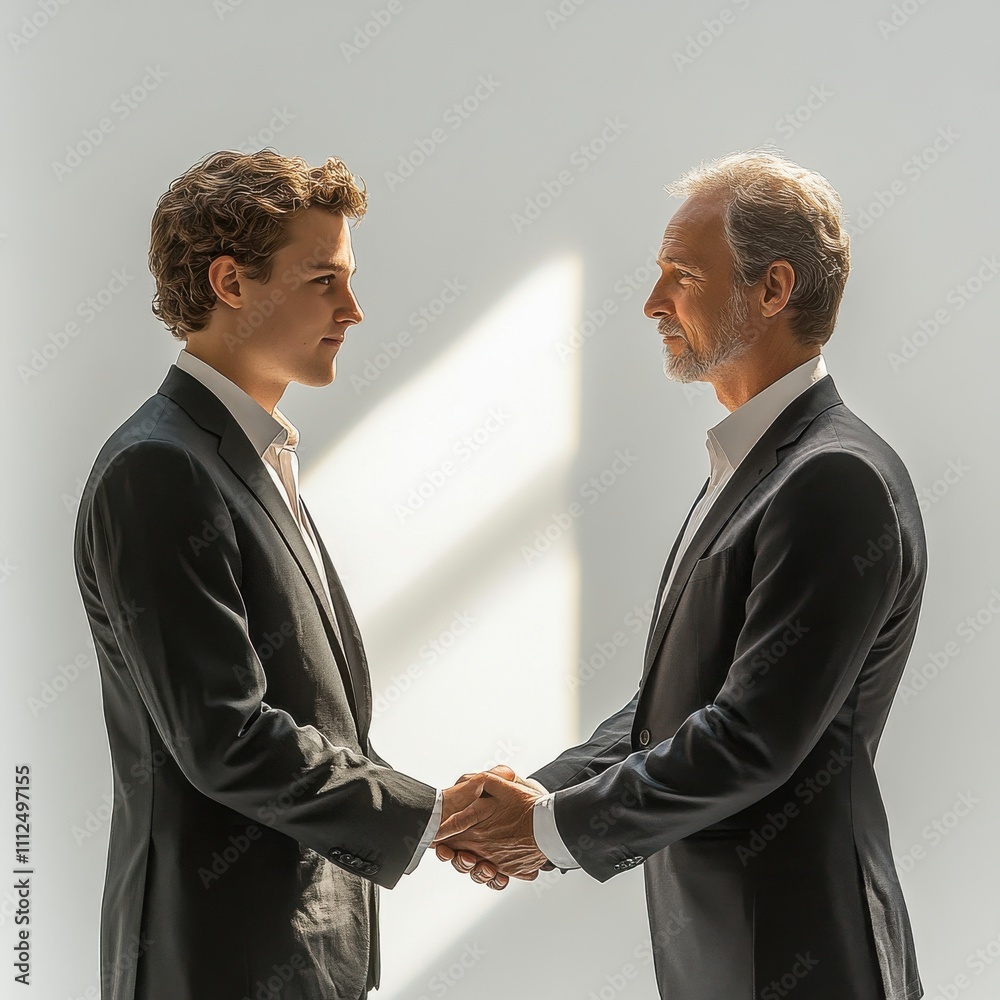 Businessmen Shaking Hands in Modern Office Setting Businessmen Shaking Hands in Modern Office Setting