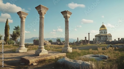 Greek temple Poseidon, Cape Sounion in Greece