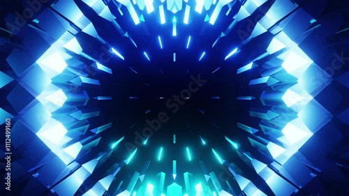 Blue crystall mirrored kaleidoscope VJ loop background
