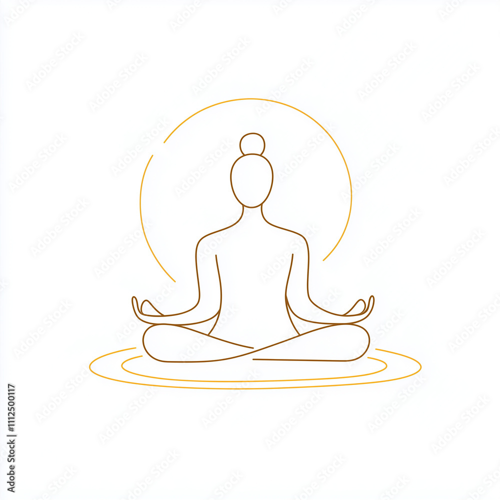 Minimalist Line Art of a Meditating Person in Lotus Position on White Background Minimalist Line Art of a Meditating Person in Lotus Position on White Background