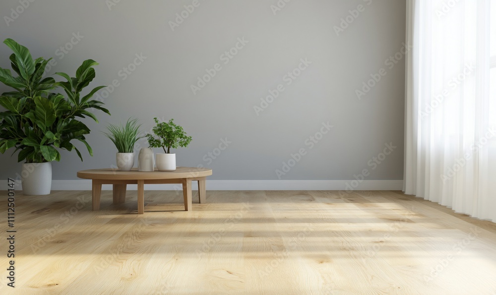 Modern interior with plants and a coffee table in natural light. Modern interior with plants and a coffee table in natural light.