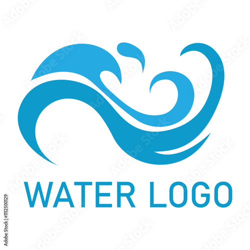 Water logo. Symbol of wave water. Vector template illustration design