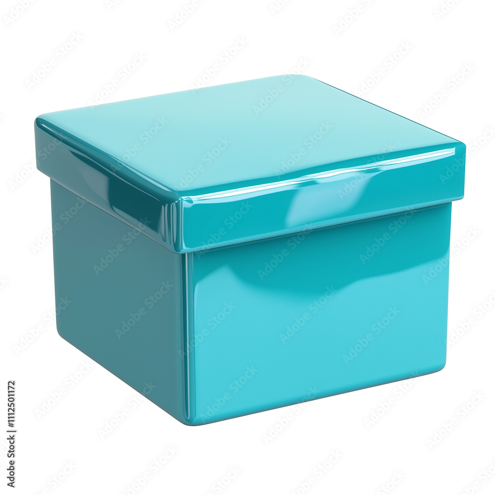 shiny Caribbean blue gift box with glossy finish, isolated on white background, perfect for celebrations and special occasions shiny Caribbean blue gift box with glossy finish, isolated on white background, perfect for celebrations and special occasions