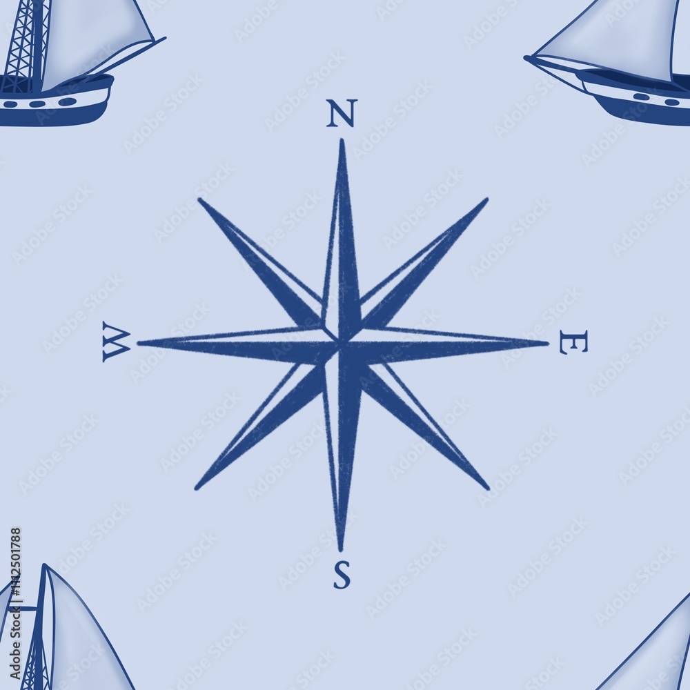 Fototapeta premium Seamless Pattern: Big Lifebuoy