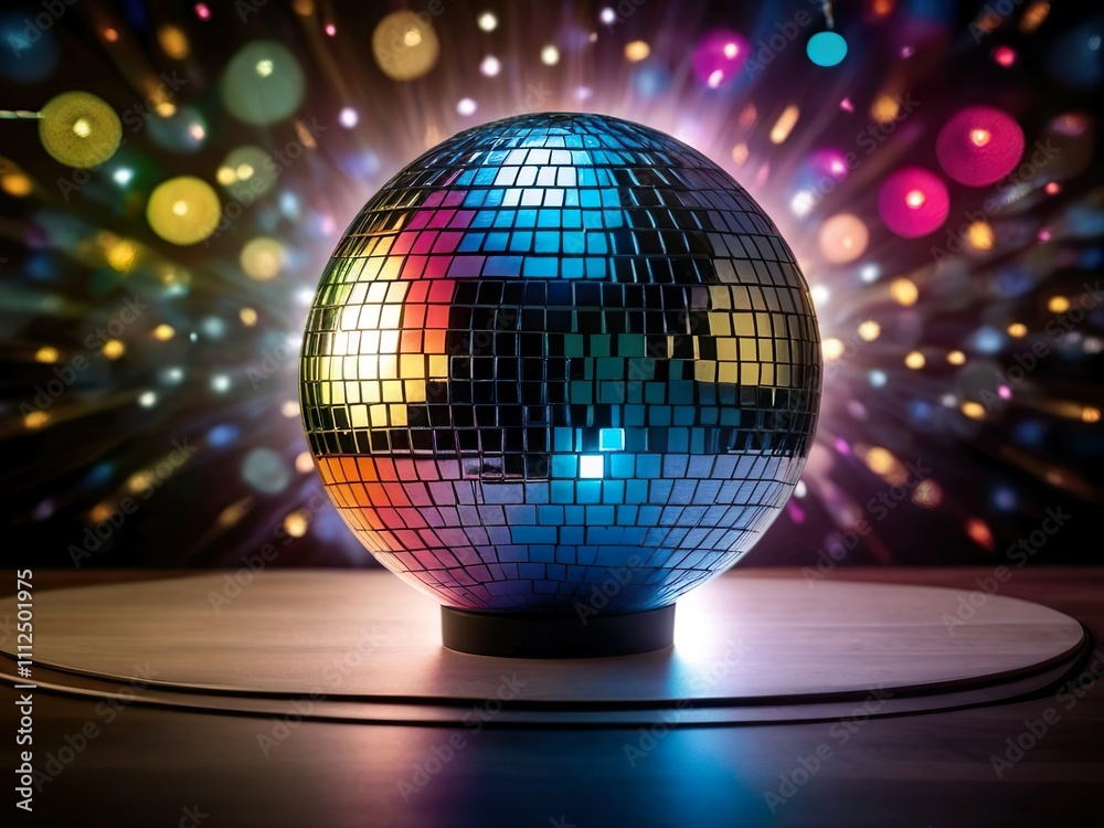 Obraz premium disco ball with disco lights,Ai generated 