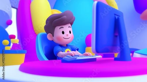 Wireless Keyboard and Mouse Combo 3D toy-like cartoon style illustration.