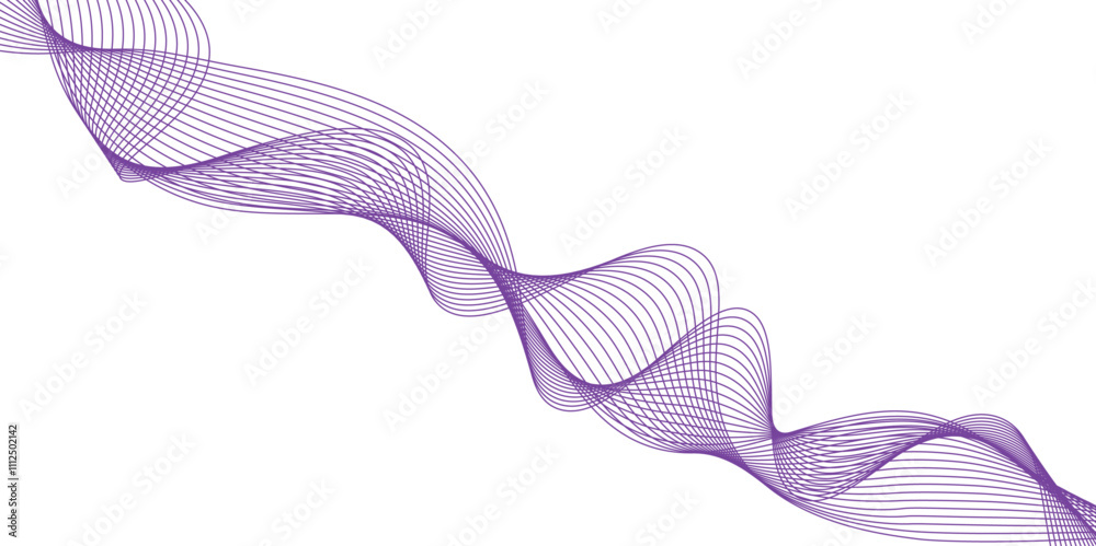 Fototapeta premium Abstract purple and white background with a glowing abstract wave. Background lines wave abstract stripe design. Vector illustration.