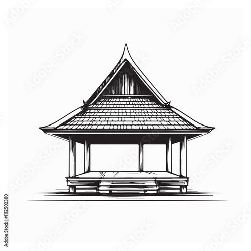 Wooden Roof Structure image vector. Wooden Structure With Open Roof Vectors and Illustrations