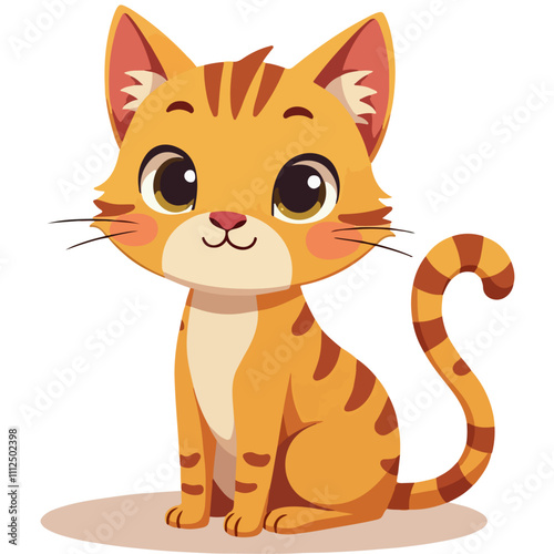 vector illustration of a cute ginger kitten