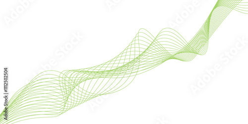 Abstract grunge wavy green stream element for design on transparent background isolated. green lines vector illustration. Curved wave. Abstract wave element for design