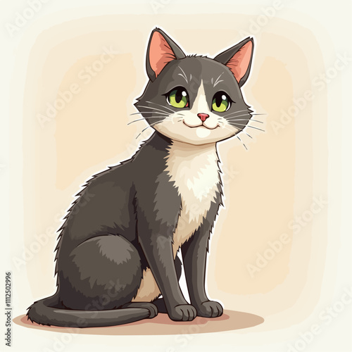 vector illustration of a cute gray kitten