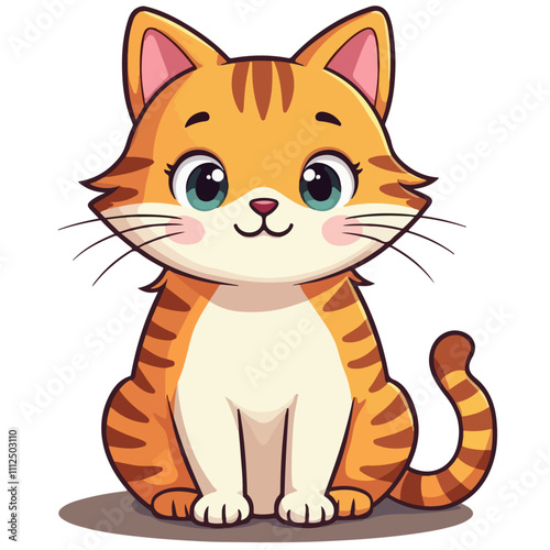 vector illustration of a cute ginger kitten