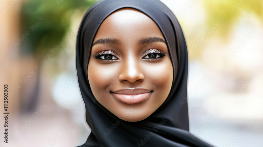 Joyful Muslim woman wearing a stylish hijab, smiling with confidence, representing empowerment, cultural pride, and individuality in a seamless fusion of modern elegance and tradition Joyful Muslim woman wearing a stylish hijab, smiling with confidence, representing empowerment, cultural pride, and individuality in a seamless fusion of modern elegance and tradition