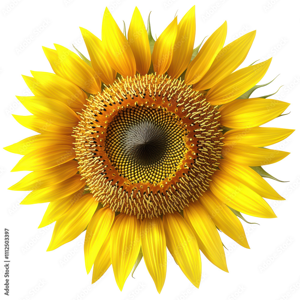 A close up of a yellow sunflower with a large yellow center. The flower is surrounded by many small yellow petals. Concept of warmth and happiness A close up of a yellow sunflower with a large yellow center. The flower is surrounded by many small yellow petals. Concept of warmth and happiness