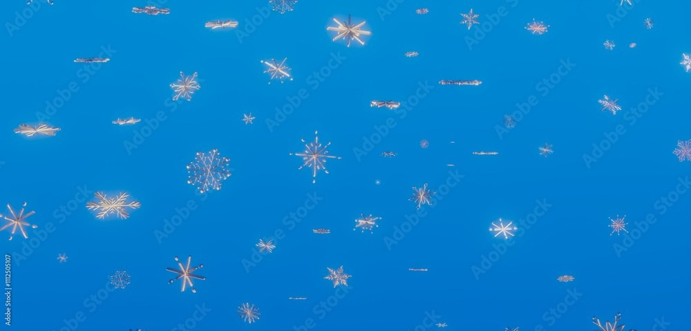 Falling Snowflakes on Blue Background Falling Snowflakes on Blue Background
