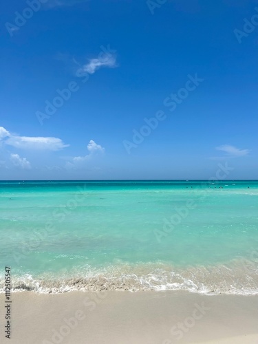 Tropical beach with turquoise water and clear blue sky