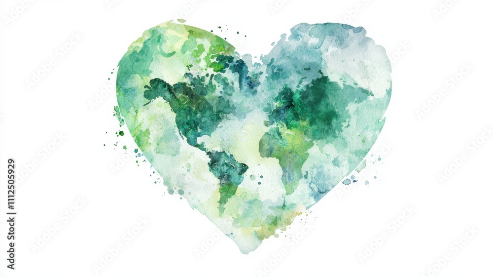 Heart-Shaped Watercolor Earth Heart-Shaped Watercolor Earth