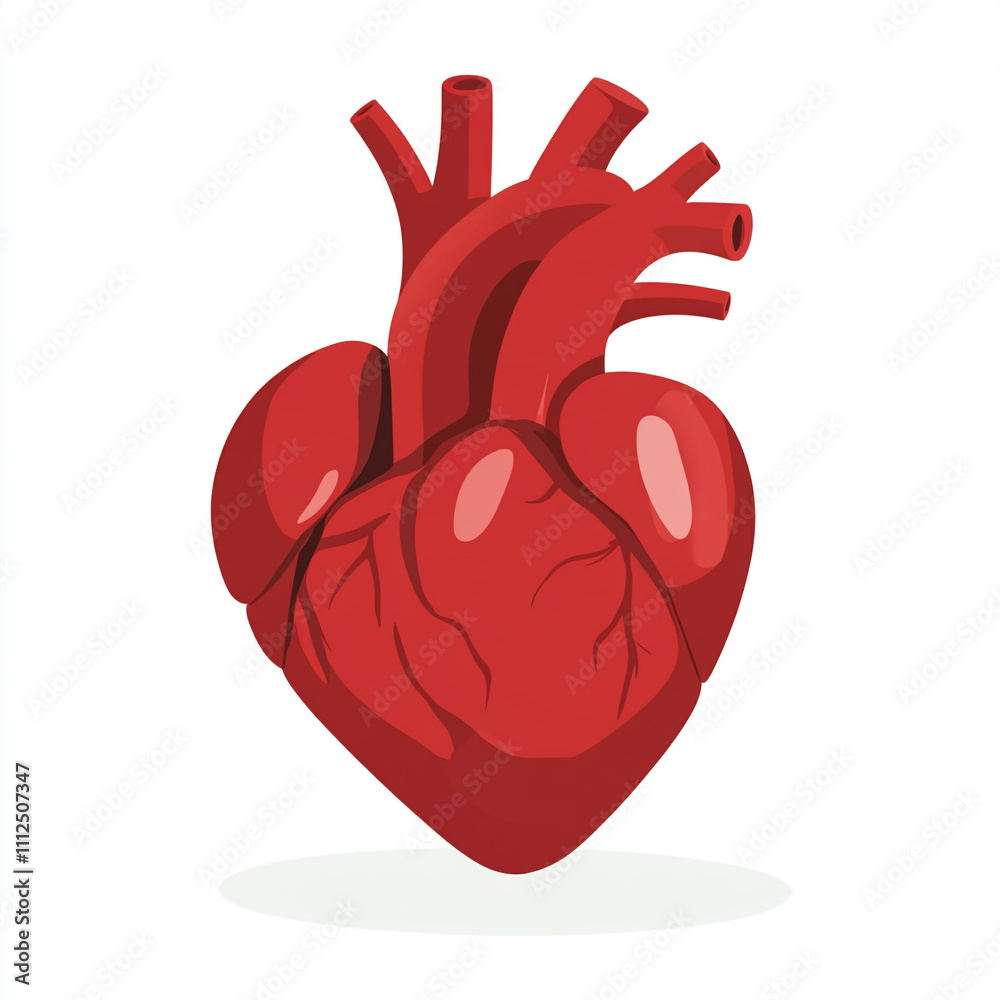 A heart with its two main arteries, the aorta and the pulmonary artery, visible. A heart with its two main arteries, the aorta and the pulmonary artery, visible.