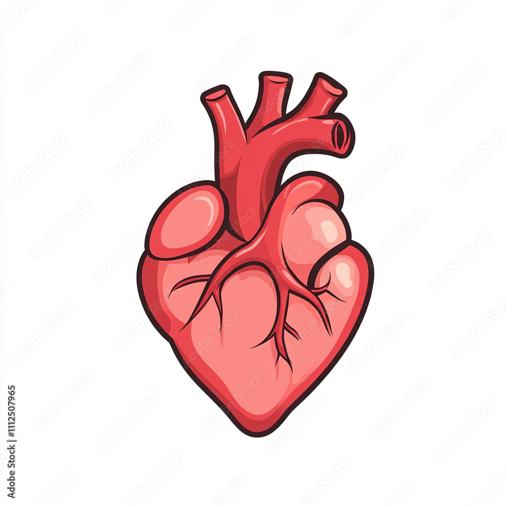 A heart with its two main arteries, the aorta and the pulmonary artery, visible. A heart with its two main arteries, the aorta and the pulmonary artery, visible.