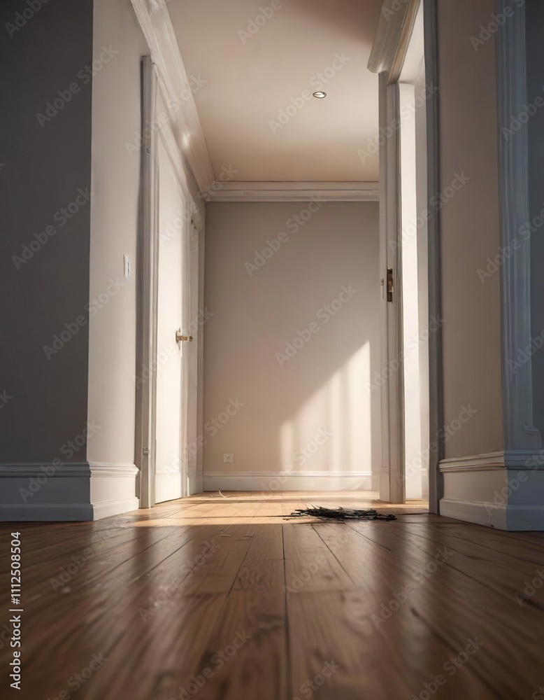 A faint scratching sound echoes through an empty apartment room as a claw inches towards the light, darkness, shadows, subtle threat A faint scratching sound echoes through an empty apartment room as a claw inches towards the light, darkness, shadows, subtle threat
