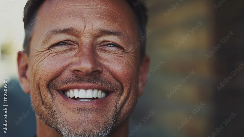 Close-up shot of a person with a happy facial expression Close-up shot of a person with a happy facial expression