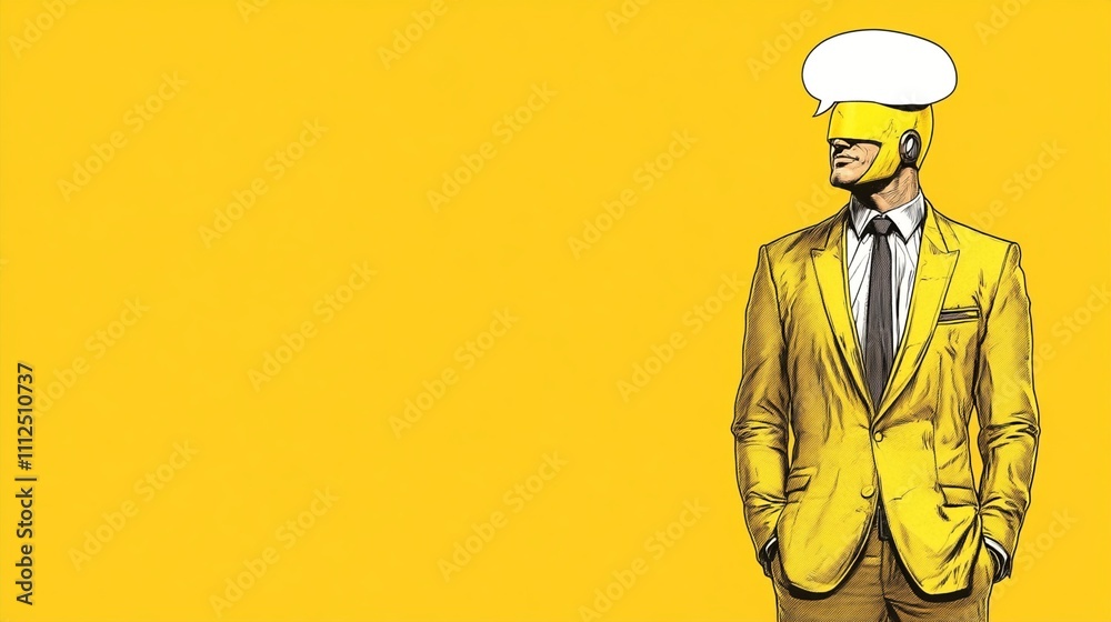 Futuristic artwork of a person in a yellow suit and helmet, reminiscent of a comic book style, with a modern twist and vibrant colors to capture attention and imagination. Futuristic artwork of a person in a yellow suit and helmet, reminiscent of a comic book style, with a modern twist and vibrant colors to capture attention and imagination.