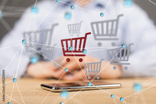 abstract lines with dots ov...