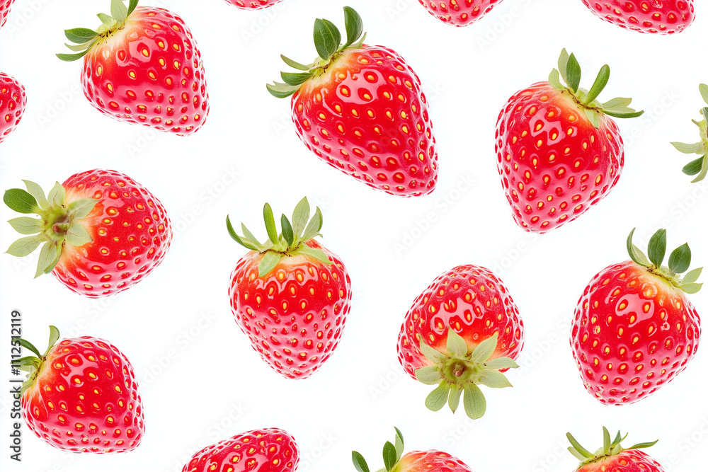 Random pattern strawberries isolated on white background, Seamless pattern red and juicy strawberry, Selective focus red and ripe berry. Random pattern strawberries isolated on white background, Seamless pattern red and juicy strawberry, Selective focus red and ripe berry.