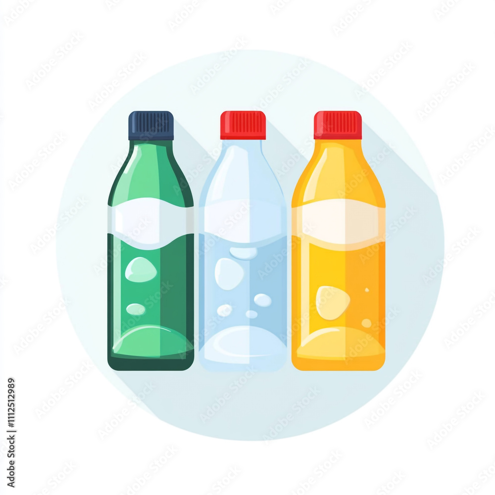Flat icon of mineral water bottles isolated on white clean background. Flat icon of mineral water bottles isolated on white clean background.