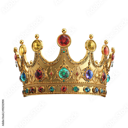 Golden Crown Isolated on White Background - Transparent PNG for Royalty and Luxury Design