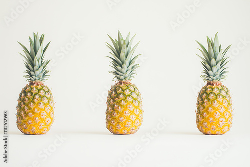 Selective focus pineapples isolated on white background, Tropical fresh harvest pineapples on white.