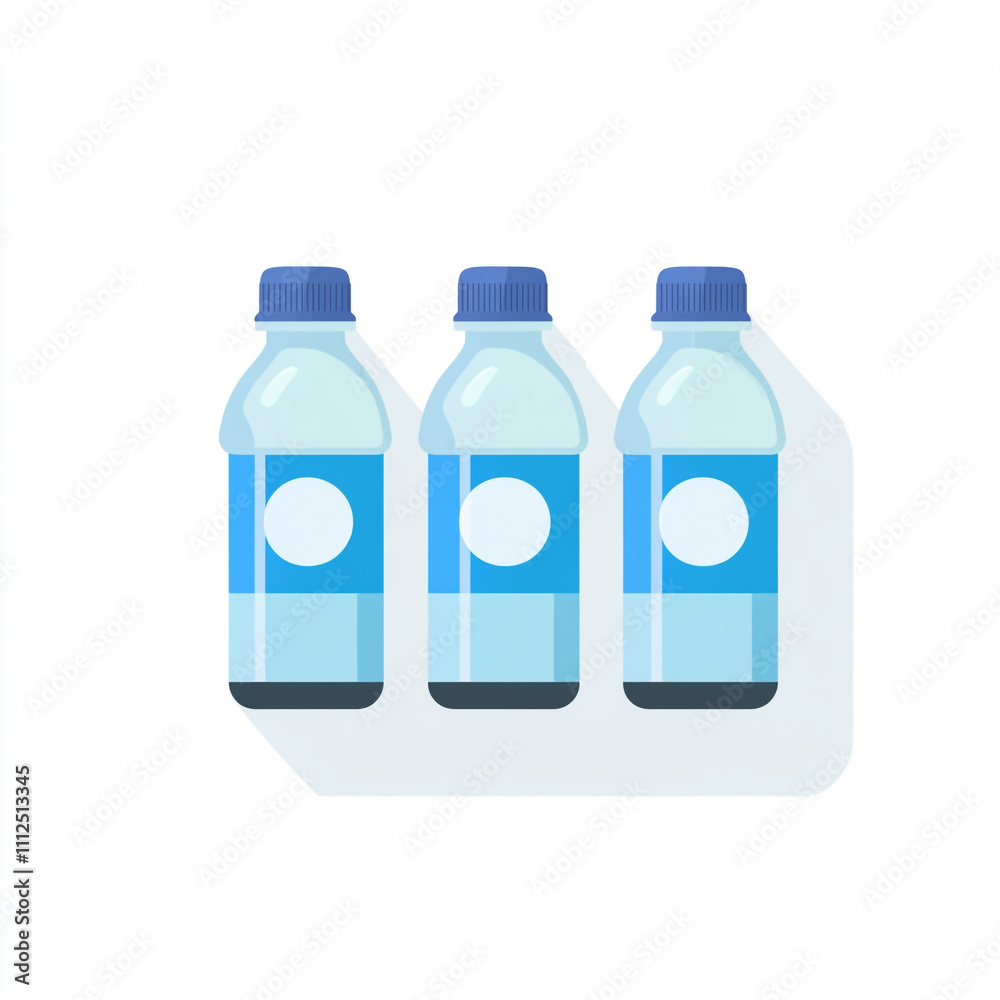 Flat icon of mineral water bottles isolated on white clean background. Flat icon of mineral water bottles isolated on white clean background.
