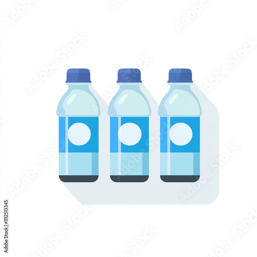 Flat icon of mineral water bottles isolated on white clean background. 