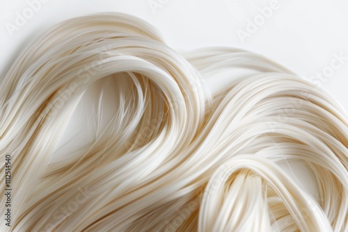 A close-up shot of a pile of white noodles on a clean white surface