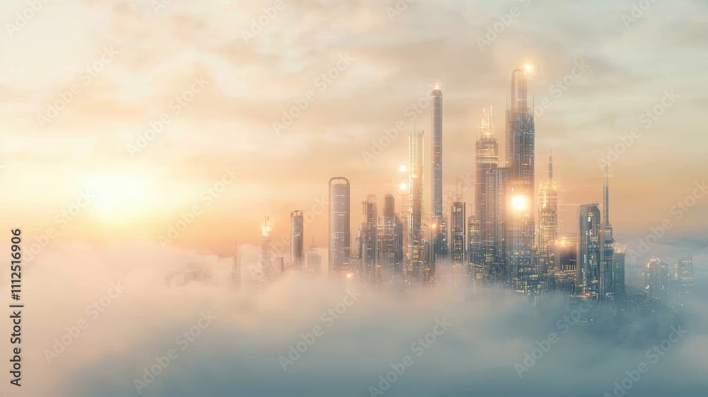 Futuristic Oil Refinery with Cutting-Edge Robotics Above the Clouds Futuristic Oil Refinery with Cutting-Edge Robotics Above the Clouds