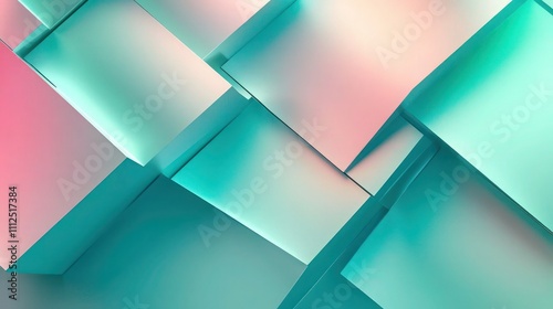 A geometric digital palette with holographic pixels, colors shifting from teal to pink to blue, with a light sheen and smooth, minimalistic layout