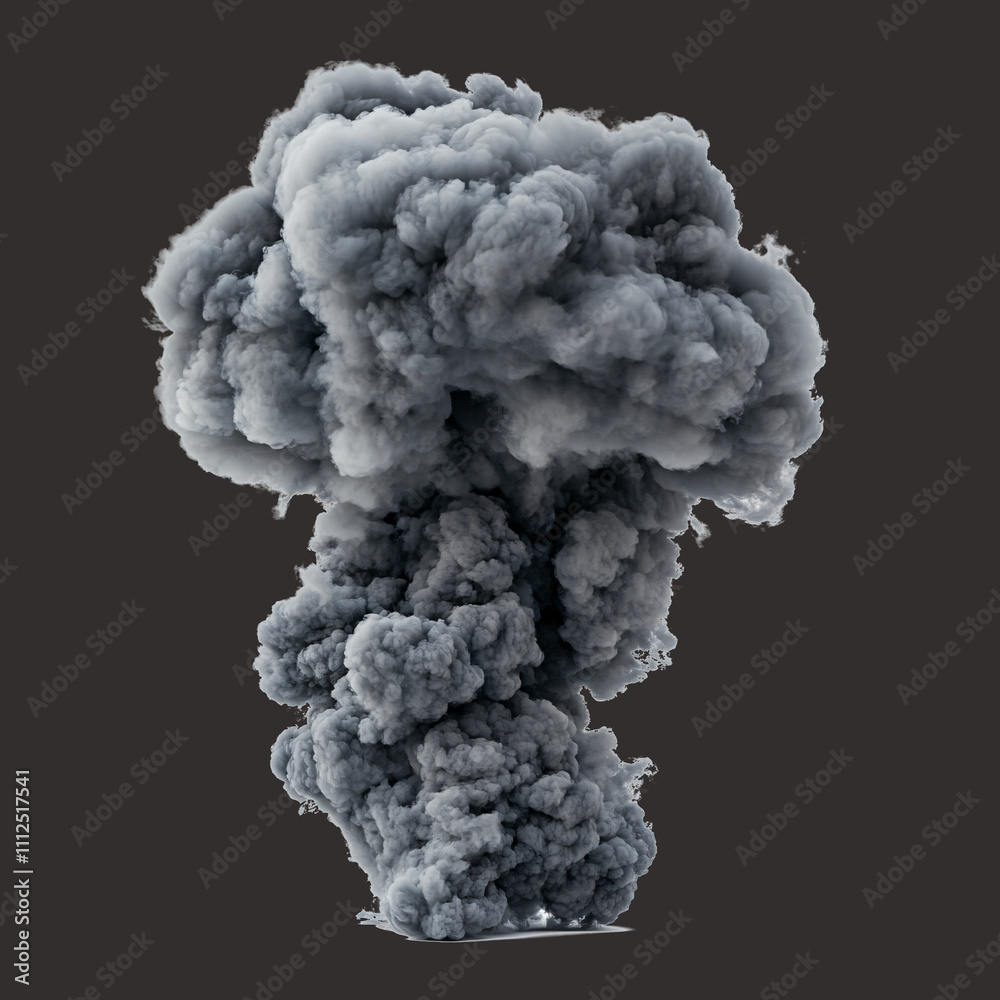 A detailed smoke cloud from an explosion on a white background A detailed smoke cloud from an explosion on a white background