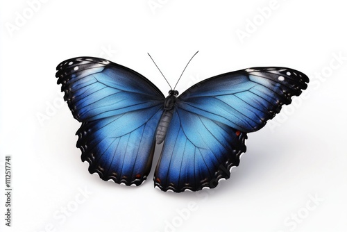 A blue butterfly perched on a white surface