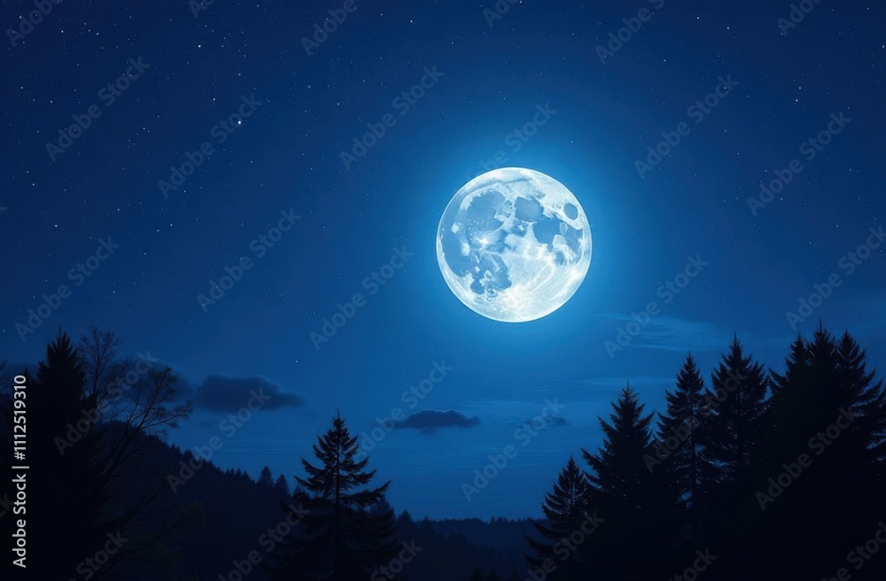 A bright full moon in a dark sky, against the background of the night starry sky at dusk. A hybrid solar eclipse. An unusual full moon in a cloudy sky. Beautiful moonlight. A bright full moon in a dark sky, against the background of the night starry sky at dusk. A hybrid solar eclipse. An unusual full moon in a cloudy sky. Beautiful moonlight.