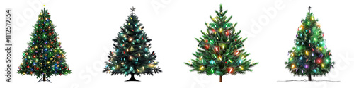 Christmas tree lights, festive decoration, on transparent PNG file