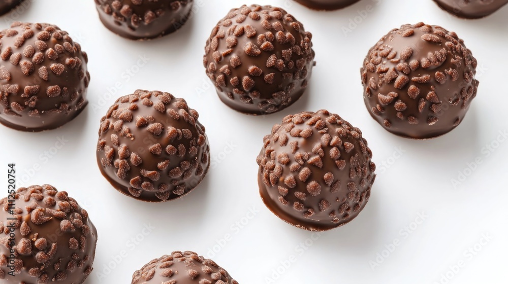 High-quality image of multiple chocolate balls on a white background, ideal for food-related and commercial use High-quality image of multiple chocolate balls on a white background, ideal for food-related and commercial use