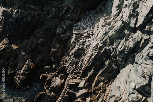 Rocky coastline with unique geological formations at the shore