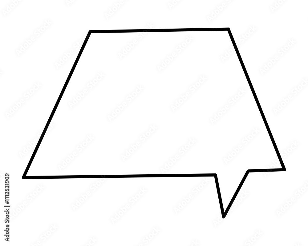 Doodle rectangular shape speech bubble hand draw. Clip art illustration.