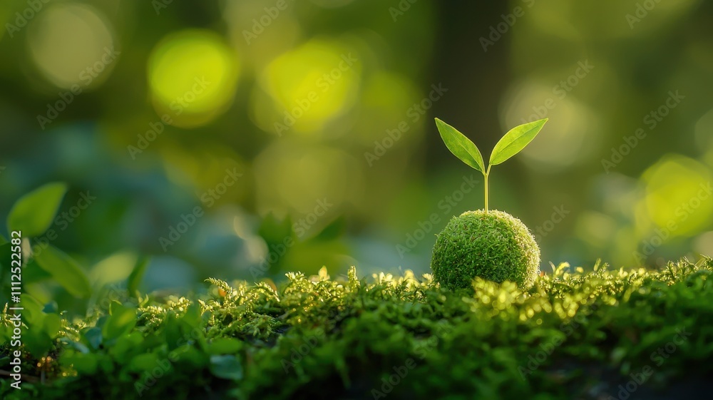 Green Globe with Sprouting Plant Green Globe with Sprouting Plant