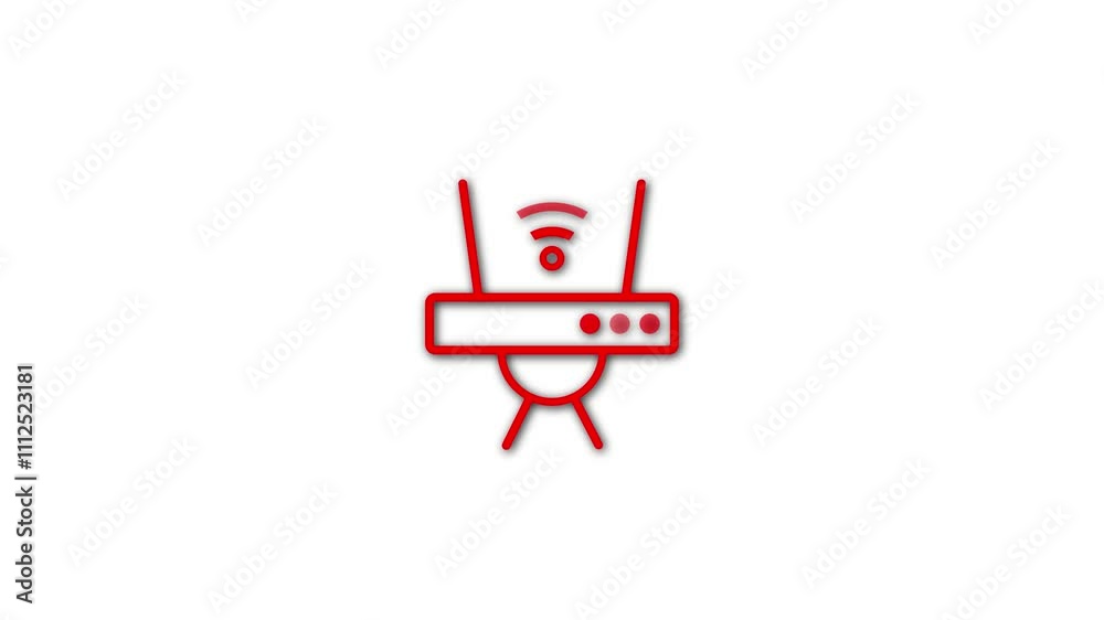 Internet service wireless router-modem with wifi signal for apps and websites, animated Wifi router icon in flat icon style, Internet connection business concept. Isometric network wi-fi router, Internet service wireless router-modem with wifi signal for apps and websites, animated Wifi router icon in flat icon style, Internet connection business concept. Isometric network wi-fi router,
