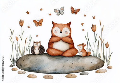 minimal photostock of a  Woodland animals set