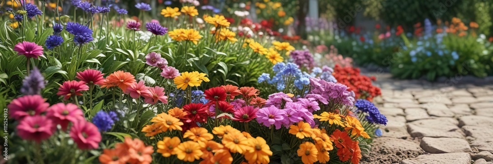 a variety of colorful flowers in a garden bed, floral arrangement, blooming flowers, garden flowers a variety of colorful flowers in a garden bed, floral arrangement, blooming flowers, garden flowers