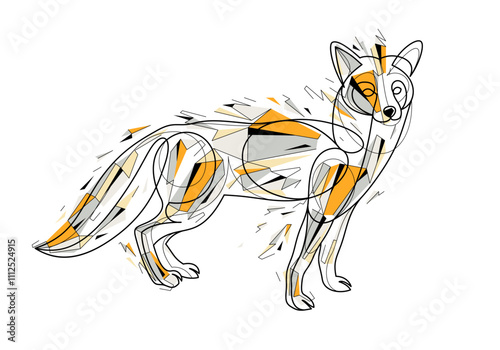 Red fox low poly vector ill...